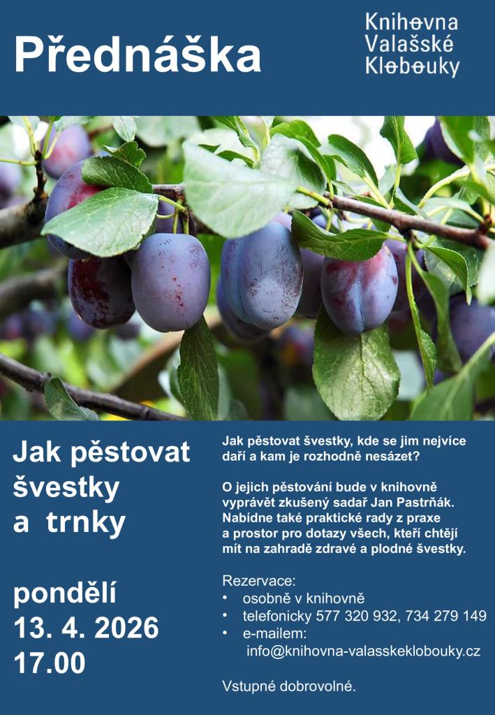 Knihovna Valašské Klobouky zve na&nbsp;přednášku